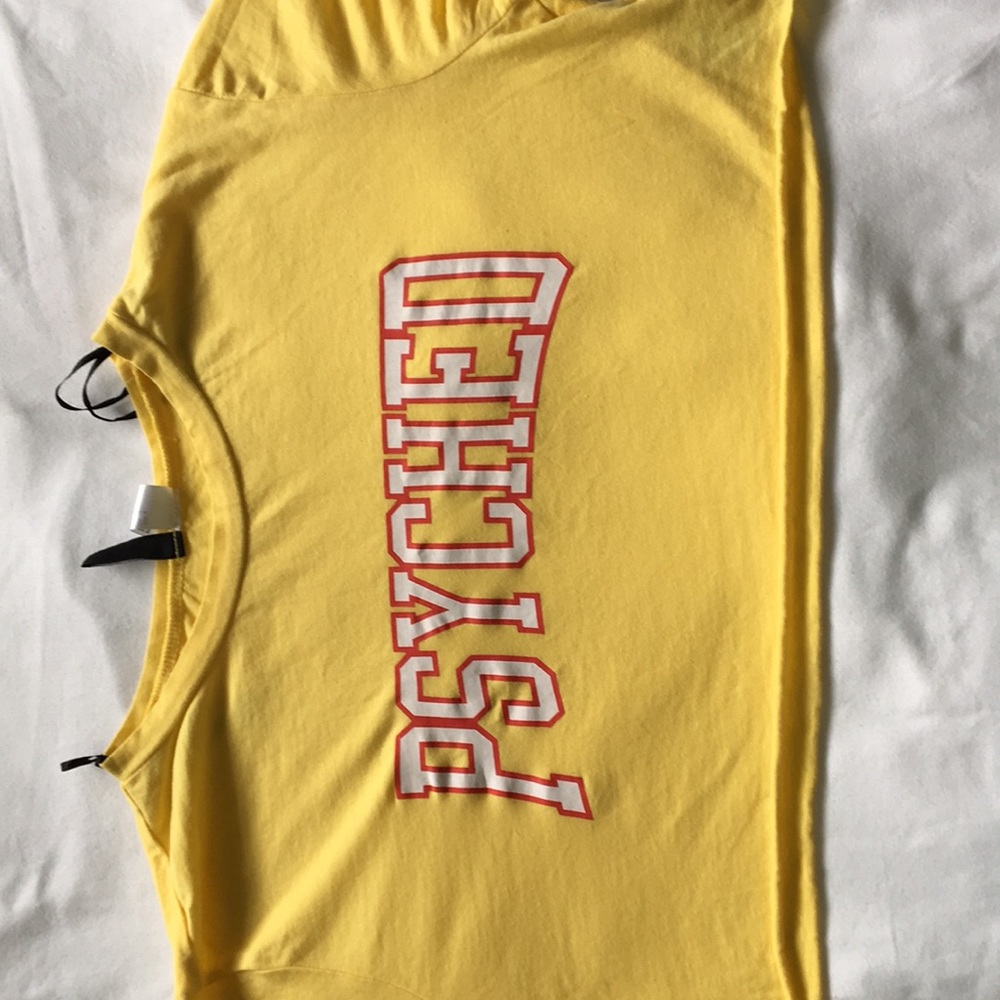 Yellow “PSYCHED” Crop Shirt
